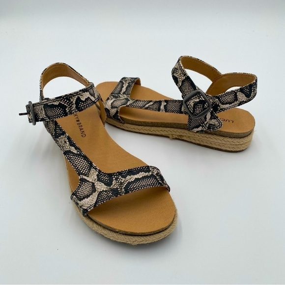Lucky Brand Gabrien Snakeskin Print Espadrille Strappy Summer Sandals Size 7.5 - Picture 1 of 8